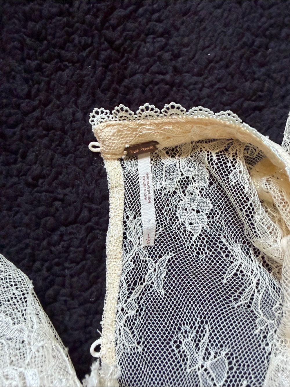 Free People Ivory Lace Puff-Sleeve Blouse - Picture 4 of 6